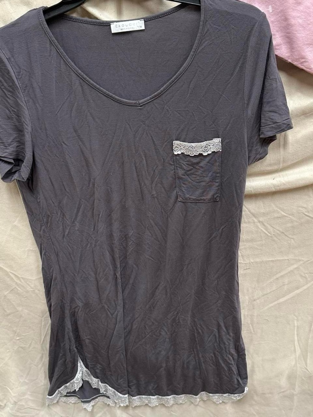 Long lace grey nightie top dress. Adult Size Medium.